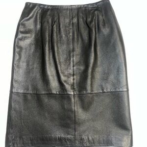 Doncaster Black Leather Skirt Women’s Size 6 Genuine Leather Knee Length Classic